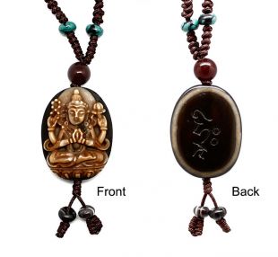 Dzi Deity & mantra carved