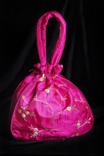  Embroided Satin Mala Pouch (L)