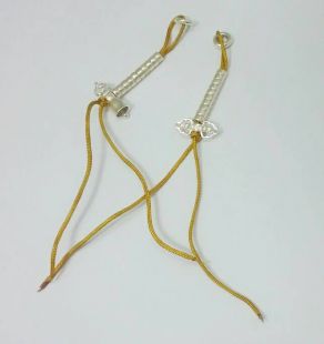 2 tassled mantra counter Tibetan silver 4mm