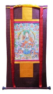 Assorted Guru Rinpoche thanka with brocade