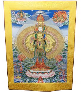 Thousand arms Kuan Yin Embroidery Thanka with frame