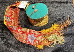 Gilt Copper Damaru w/ Chopen