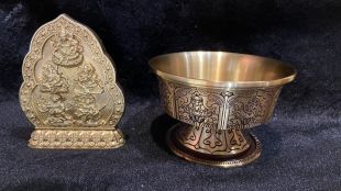 Brass 5-Zambala plaque w/bowl