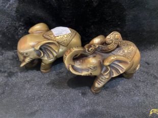 Lion/Elephant pair brass