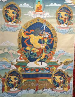 Hayagriva in wrathful form (Cloth frame printed thangka)