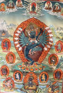 Heruka  (printed thangka with cloth frame)