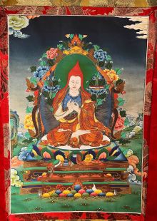 Tsongkhapa (printed thangka with cloth frame)