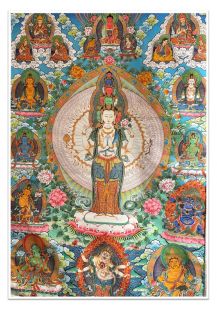 Thousand-armed Avalokitesvara (printed thangka on cloth frame)