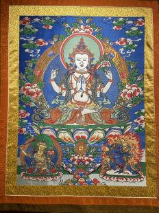 Four-armed Avalokitesvara (embroidery mounted on cloth)