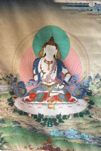 Vajrasattva (printed thangka on cloth frame)