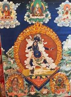 One-Knotted Buddha Mother (printed thangka in cloth frame)