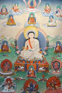 Milarepa (printed thangka in cloth frame)