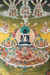 Samantabhadra Tathagata Dual Cultivation (printed thangka in cloth frame)