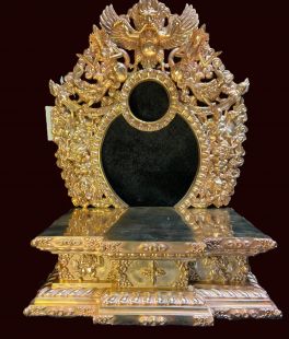 Buddha statue base. Original red copper