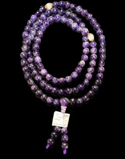 Amethyst crystal mala 12mm