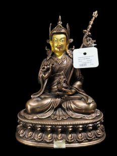 Guru Rinpoche copper statue gold face 20cmH