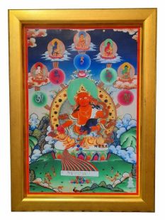 Yellow zambala& Five Buddha plaque