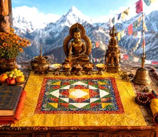 Patch work altar cloth (Medium) 100x100cm(Yellow)
