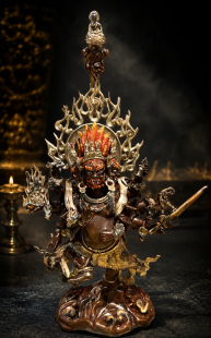 Finely Sculpted Red Copper Ucchuṣma Vajra Statue